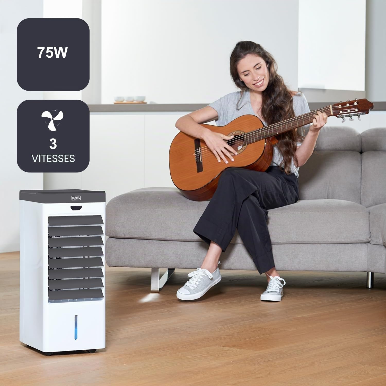Rafraîchisseur Évaporatif 75W – Réservoir 5L – Double Oscillation