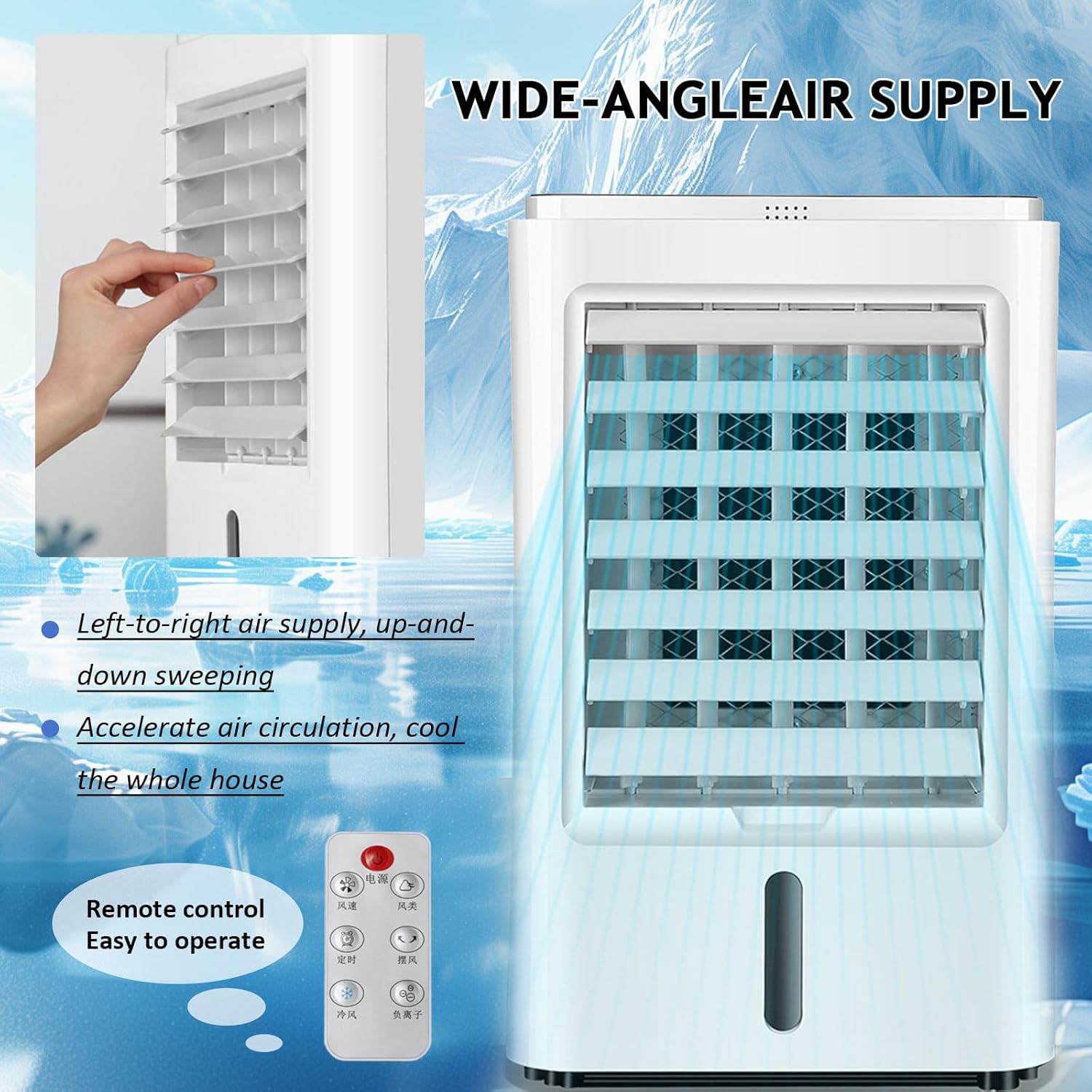 Rafraîchisseur d'Air Portable 4L – 3 Vitesses – Oscillation Grand Angle – Silencieux