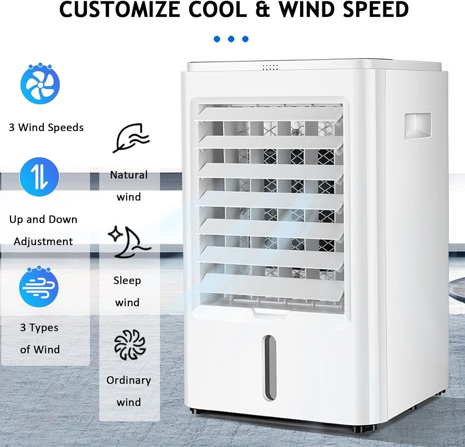 Rafraîchisseur d'Air Portable 4L – 3 Vitesses – Oscillation Grand Angle – Silencieux