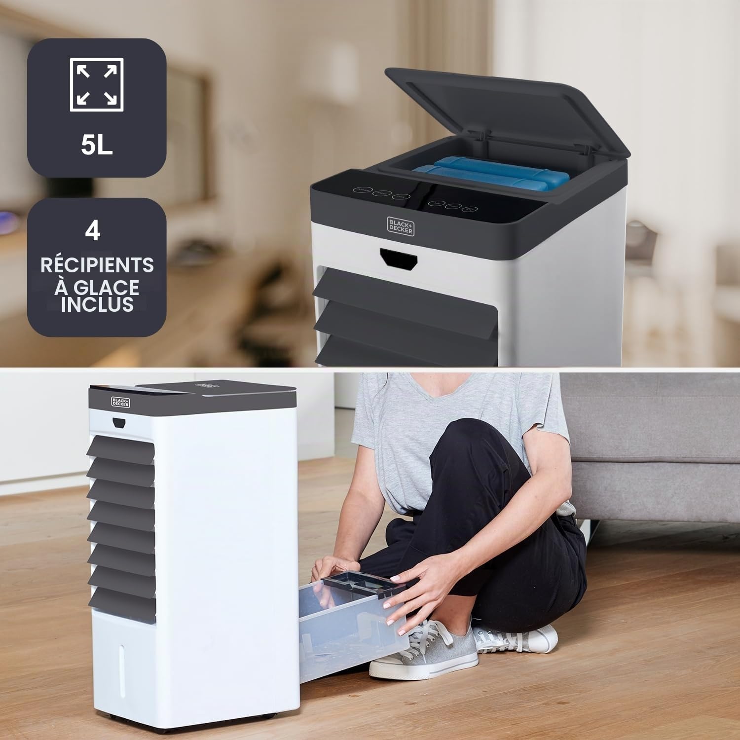 Rafraîchisseur Évaporatif 75W – Réservoir 5L – Double Oscillation