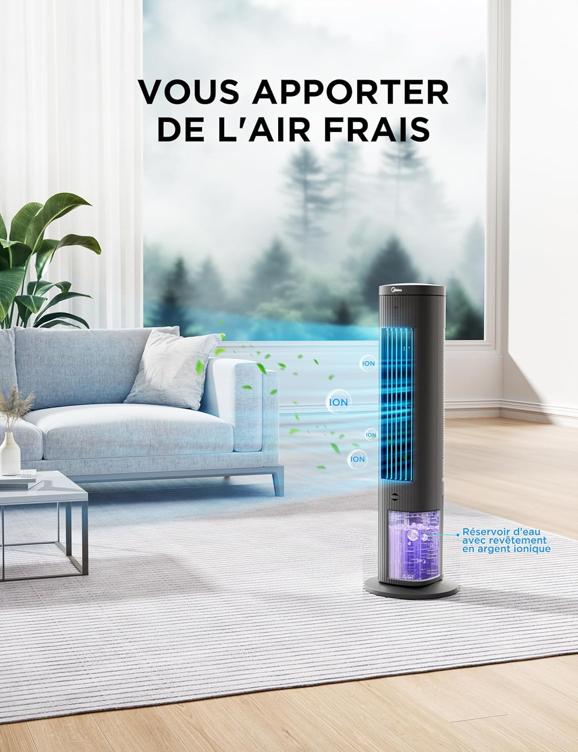 Rafraîchisseur d'Air Midea 5L – 3 Modes – Oscillation 75°
