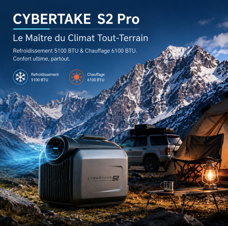 Climatiseur Mobile CYBERTAKE S2 Pro – Froid & Chaud – 5100 BTU