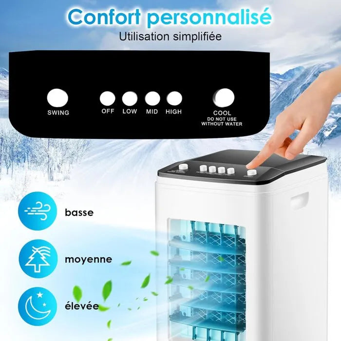 Rafraîchisseur d'Air Mobile 6L – 4 Blocs Réfrigérants