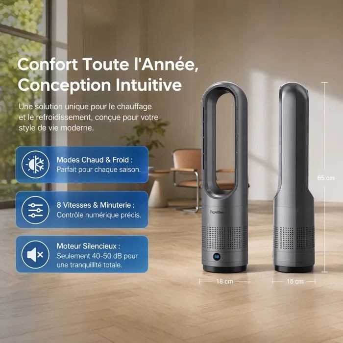 Ventilateur Colonne Sans Pales – Chaud & Froid – 8 Vitesses