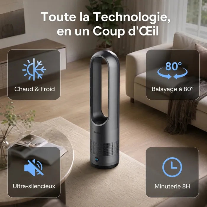 Ventilateur Colonne Sans Pales – Chaud & Froid – 8 Vitesses