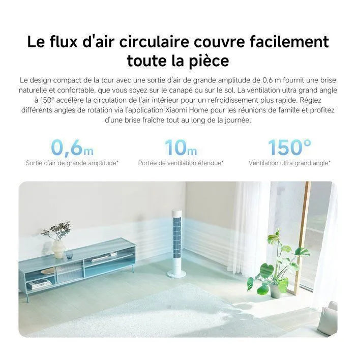 Ventilateur Colonne Xiaomi Smart Tower Fan 2 – Connecté – 100 Vitesses – Blanc